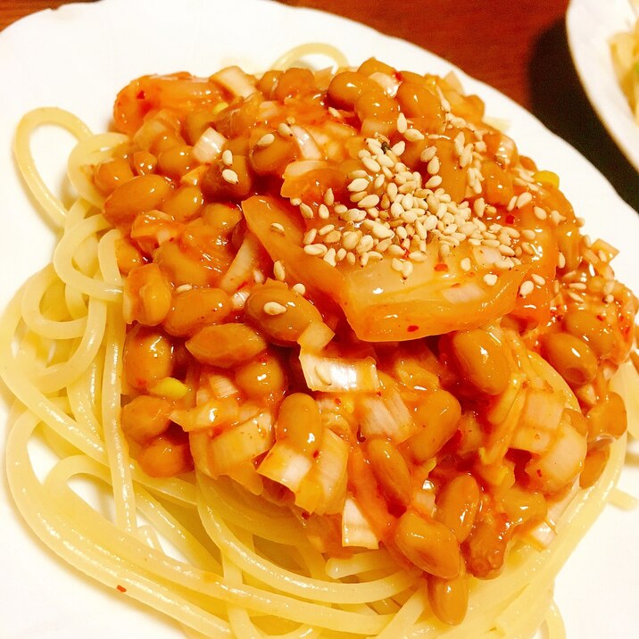 乗せるだけ!納豆キムチパスタ